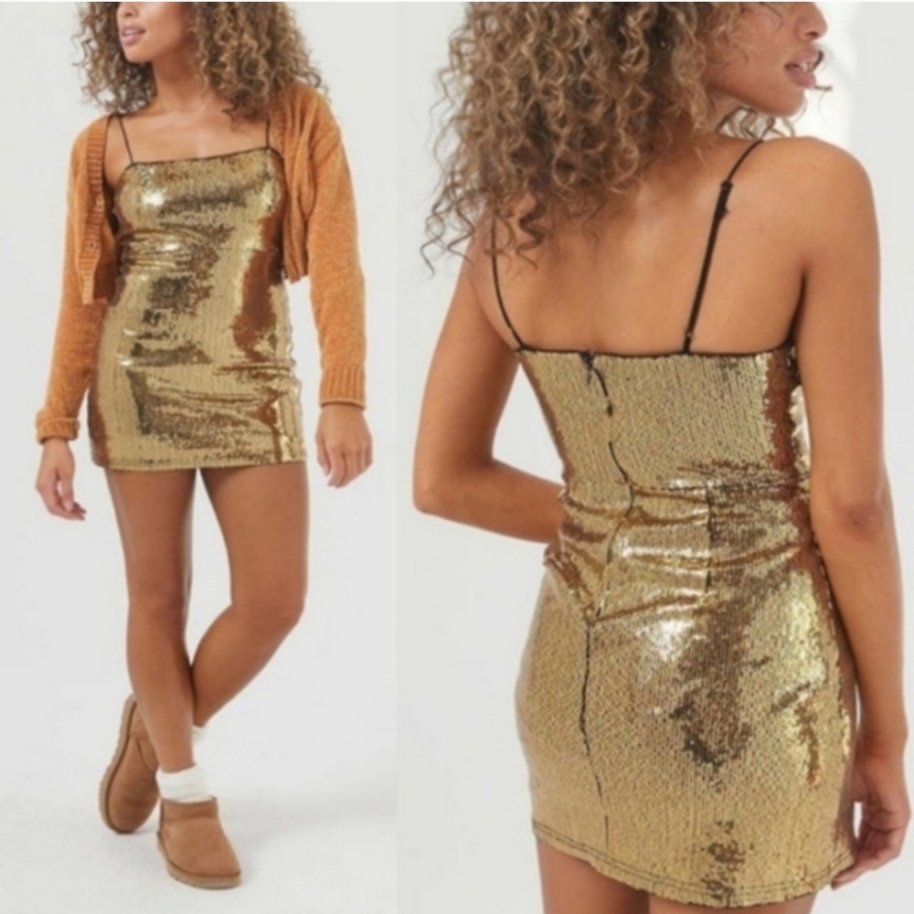 Urban Outfitters Gold Sequin Mini Dress NWT | Size Small | Party, NYE, Holiday